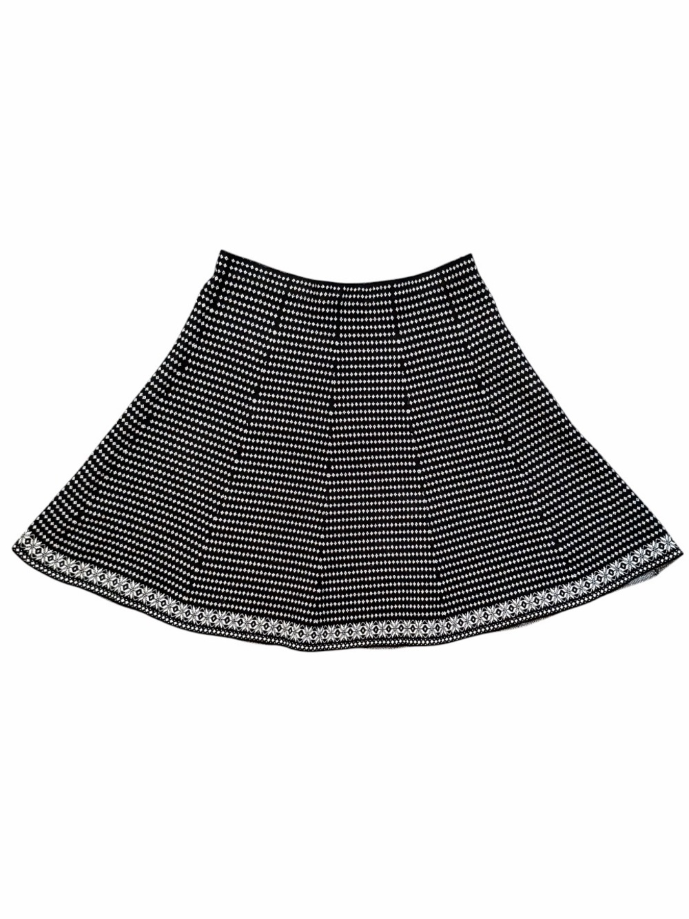 Vila Milano Black and White Knit Circle Skirt with Decorative Hem